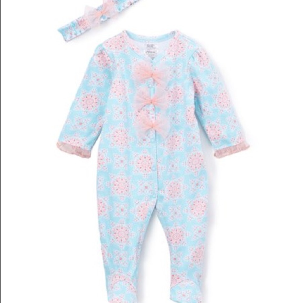 Aqua Snowflake Footie & Headband
